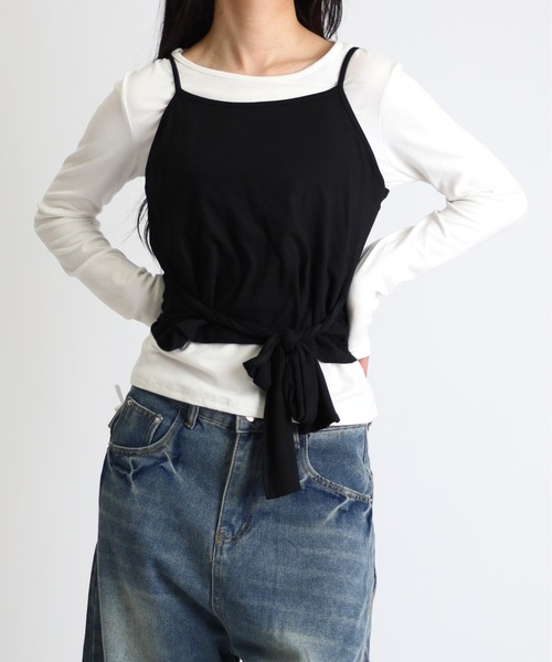 Vini（ヴィニ）の「レイヤード キャミソール セット（Tシャツ/カットソー・レディース・ホワイト×ブラック・MEDIUM）」の17枚目の写真