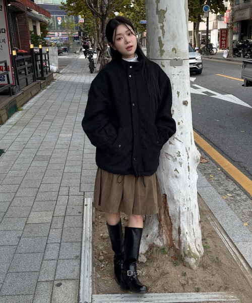 インナーキルティングペディンジップアップオーバーサイズプードル