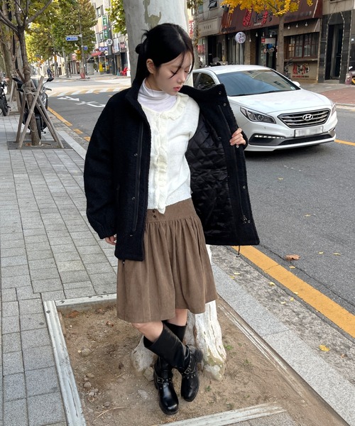 インナーキルティングペディンジップアップオーバーサイズプードル