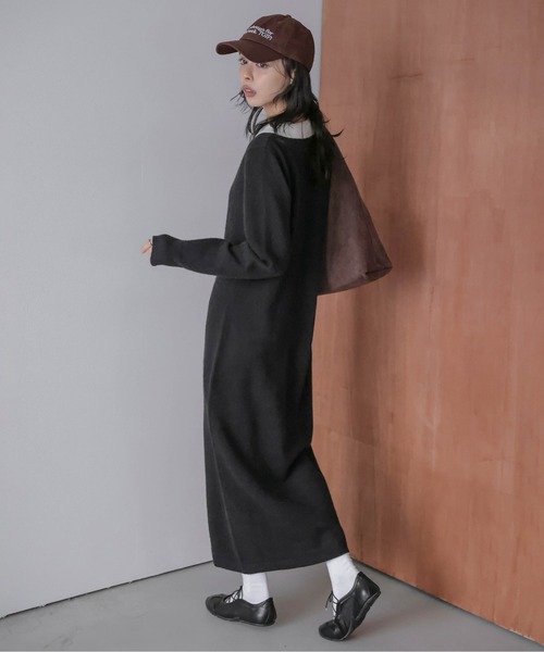 セール】バイカラーポロニットニットワンピース（ワンピース）｜La