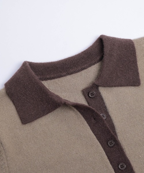 セール】バイカラーポロニットニットワンピース（ワンピース）｜La