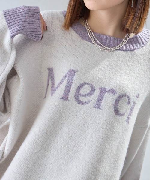 Merci ロゴ配色切替オーバーサイズニット（ニット/セーター）｜each