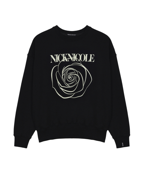 NICK&NICOLE（ニックアンドニコール）の「NICOLE ROSE PRINTING SWEATSHIRT_BLACK CREAM（スウェット・レディース・その他・FREE）」の6枚目の写真