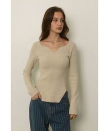 ALEXIA STAM | Square Hem Knit Top /スクエアヘムリブニットトップス(ニット/セーター)