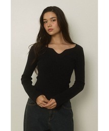 ALEXIA STAM | Square Hem Knit Top /スクエアヘムリブニットトップス(ニット/セーター)