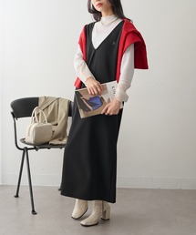 Arnie Arnold Palmer（アーニーアーノルドパーマー）の「【ARNIE】9152551 捲縮ツイル深Ｖネックジャンスカ（ジャンパースカート）」