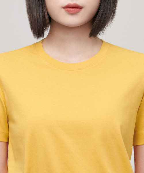 MUSINSA STANDARD WOMAN（ムシンサスタンダードウーマン）の「[クールタンダード] ウィメンズ ベーシック クルーネック Tシャツ [メロウイエロー]（Tシャツ/カットソー・レディース・その他・SMALL/MEDIUM/LARGE/X-SMALL/X-LARGE）」の3枚目の写真