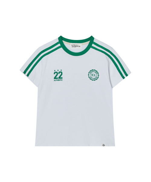 THE GREEN LAB（ザグリーンラボ）の「サッカーフットボール配色半袖Tシャツ[ホワイト-グリーン]（Tシャツ/カットソー・レディース・その他・SMALL/LARGE）」の22枚目の写真