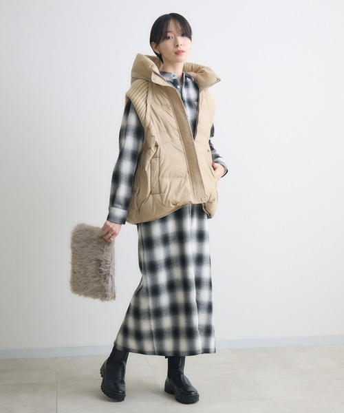 セール】ニットドッキング中綿ベスト（ダウンベスト）｜Paradise