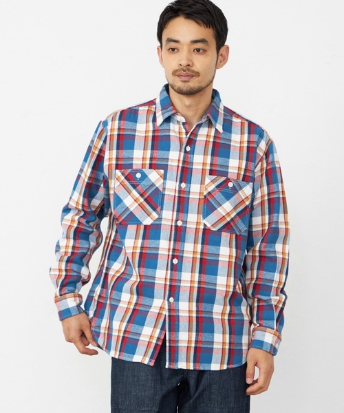 EDWIN(エドウィン)の「EDWIN エドウィン ワークシャツ チェック 長袖(シャツ/ブラウス・メンズ・オリーブ/ブラック/ホワイト/ベージュ・SMALL/MEDIUM/LARGE/X-LARGE)」の2枚目の写真