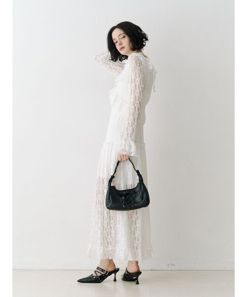 jouetie(ジュエティ)の「ラッフルフリルレースロングワンピース(ワンピース・レディース・オフホワイト/ピンク/ブラック・MEDIUM)」の6枚目の写真