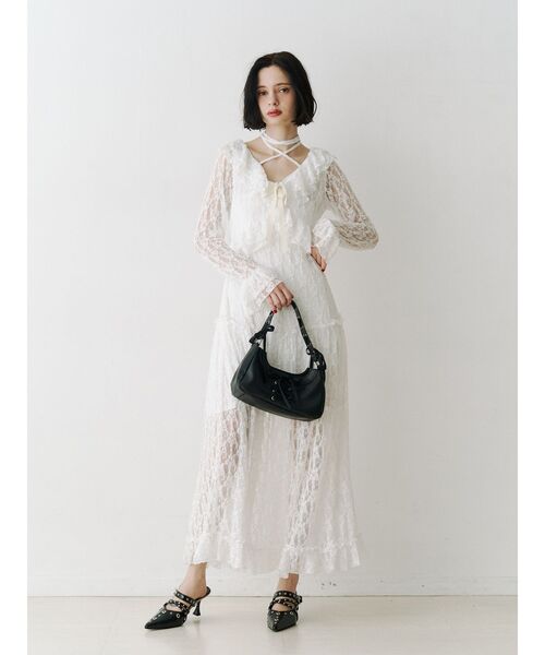 jouetie(ジュエティ)の「ラッフルフリルレースロングワンピース(ワンピース・レディース・オフホワイト/ピンク/ブラック・MEDIUM)」の5枚目の写真