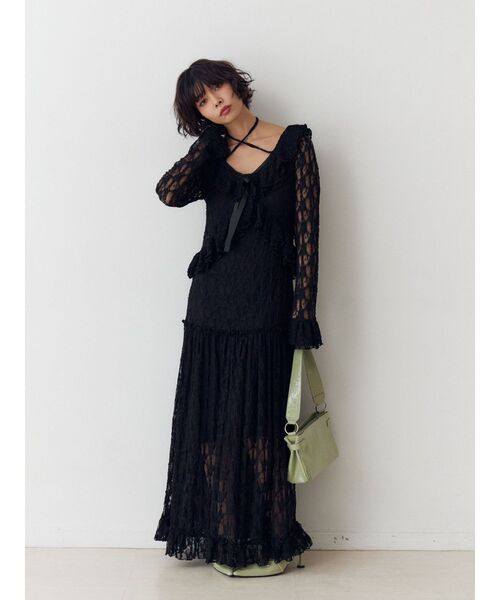 jouetie(ジュエティ)の「ラッフルフリルレースロングワンピース(ワンピース・レディース・オフホワイト/ピンク/ブラック・MEDIUM)」の11枚目の写真