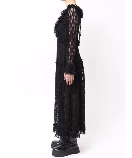 セール】ラッフルフリルレースロングワンピース 春服 オケージョン