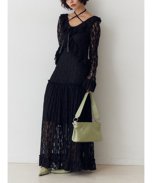 jouetie(ジュエティ)の「ラッフルフリルレースロングワンピース(ワンピース・レディース・オフホワイト/ピンク/ブラック・MEDIUM)」の2枚目の写真