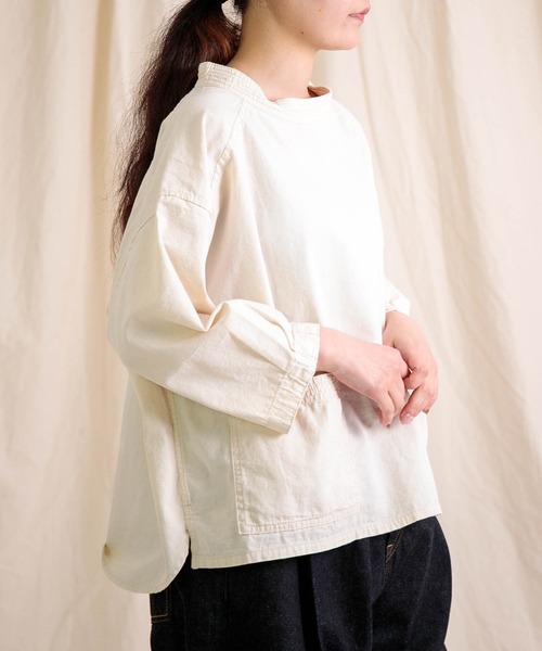 Brocante（ブロカント）の「[Brocante / ブロカント] 20/16オックス ペシュールスモック（シャツ/ブラウス・レディース・ベージュ/アイボリー/チャコールグレー・2）」の20枚目の写真