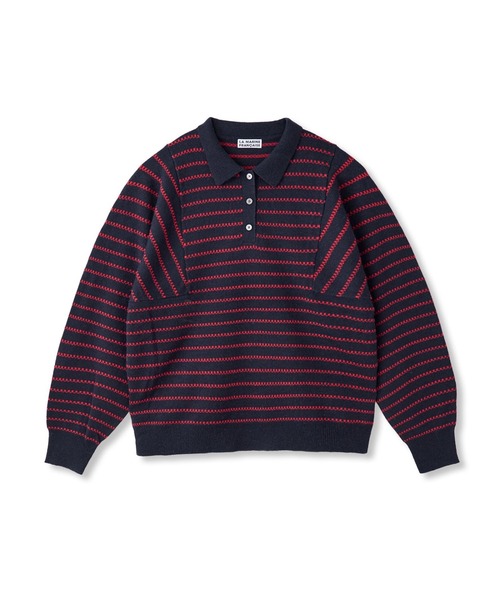 LA MARINE FRANCAISE（マリン フランセーズ）の「ボーダージャガードポロプルオーバー（ニット/セーター・レディース・オフホワイト/ネイビー・FREE）」の4枚目の写真