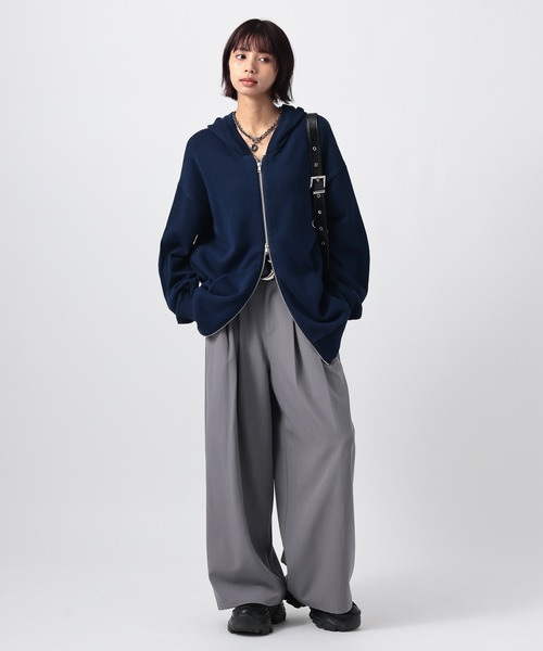 PAGEBOY(ページボーイ)の「イージーケアタックワイドパンツ 【セットアップ対応】(デニムパンツ・レディース・チャコールグレー/ブラック/グレイッシュベージュ・MEDIUM/SMALL)」の22枚目の写真