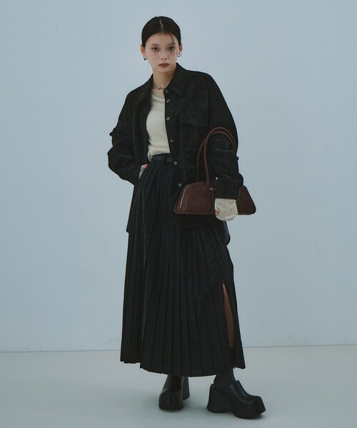 セール】【ブラック残りわずか！】Soft Leather Pleated SK