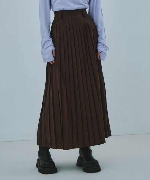 セール】Soft Leather Pleated SK｜ヴィーガンレザー/冬服（スカート