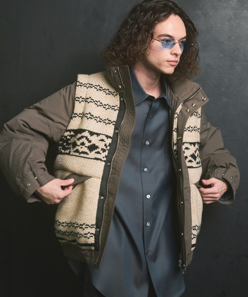 MAISON SPECIAL（メゾンスペシャル）の「《UNISEX》Knit-switched Prime-Over Down Jacket/ニットスイッチングプライムオーバーダウンブルゾン【MAISON SPECIAL/メゾンスペシャル】（ダウンジャケット/コート・メンズ・ブラック/グレイッシュベージュ・0/1/2）」の2枚目の写真