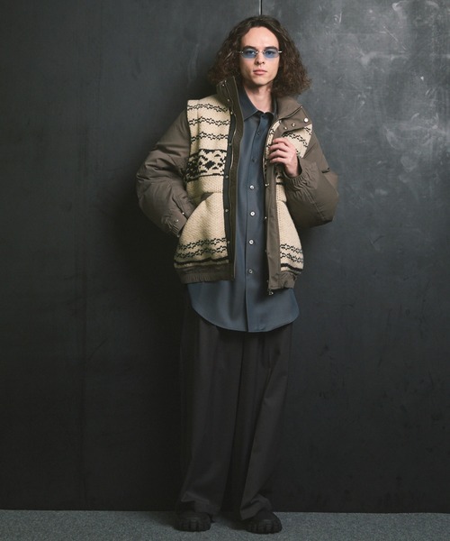MAISON SPECIAL（メゾンスペシャル）の「《UNISEX》Knit-switched Prime-Over Down Jacket/ニットスイッチングプライムオーバーダウンブルゾン【MAISON SPECIAL/メゾンスペシャル】（ダウンジャケット/コート・メンズ・ブラック/グレイッシュベージュ・0/1/2）」の4枚目の写真