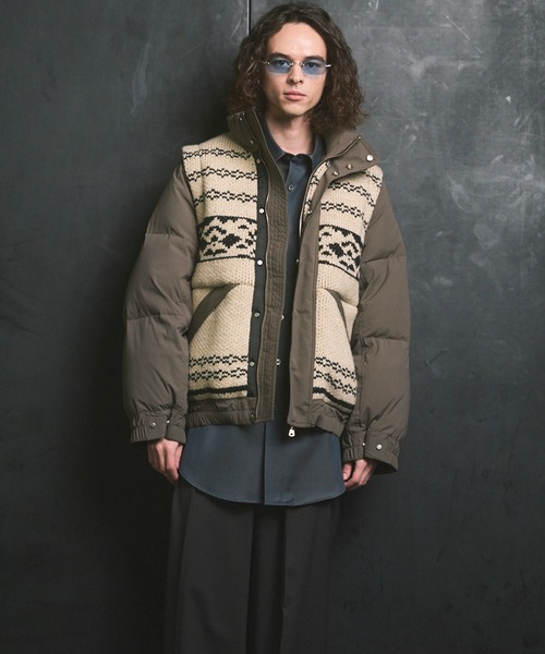 MAISON SPECIAL（メゾンスペシャル）の「《UNISEX》Knit-switched Prime-Over Down Jacket/ニットスイッチングプライムオーバーダウンブルゾン【MAISON SPECIAL/メゾンスペシャル】（ダウンジャケット/コート・メンズ・ブラック/グレイッシュベージュ・0/1/2）」の9枚目の写真