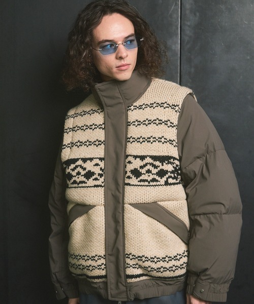 MAISON SPECIAL（メゾンスペシャル）の「《UNISEX》Knit-switched Prime-Over Down Jacket/ニットスイッチングプライムオーバーダウンブルゾン【MAISON SPECIAL/メゾンスペシャル】（ダウンジャケット/コート・メンズ・ブラック/グレイッシュベージュ・0/1/2）」の12枚目の写真