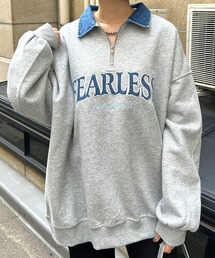 LAC-VERT | デニムカラーハーフZIPスウェットプルオーバー(スウェット)