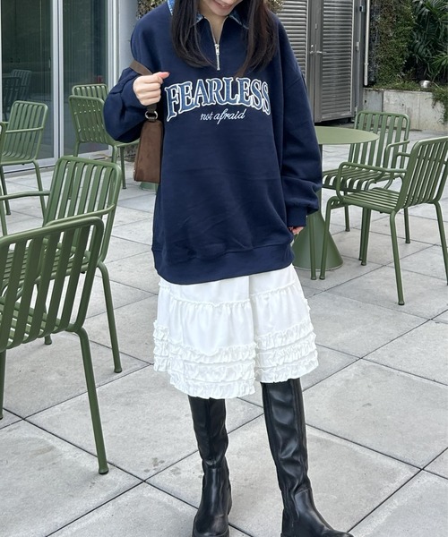 LAC-VERT（ラック・ヴェール）の「デニムカラーハーフZIPスウェット