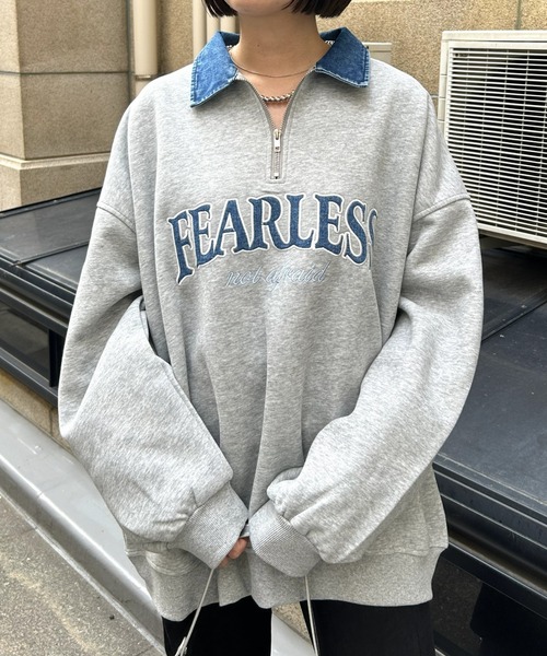 LAC-VERT（ラック・ヴェール）の「デニムカラーハーフZIPスウェット