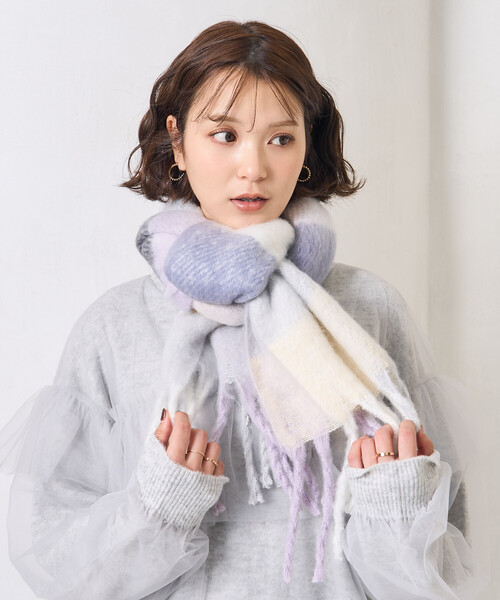 セール】ボリューム チェック フリンジマフラー（マフラー）｜FREAK'S