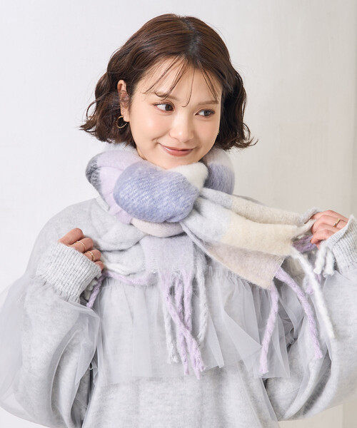 セール】ボリューム チェック フリンジマフラー（マフラー）｜FREAK'S