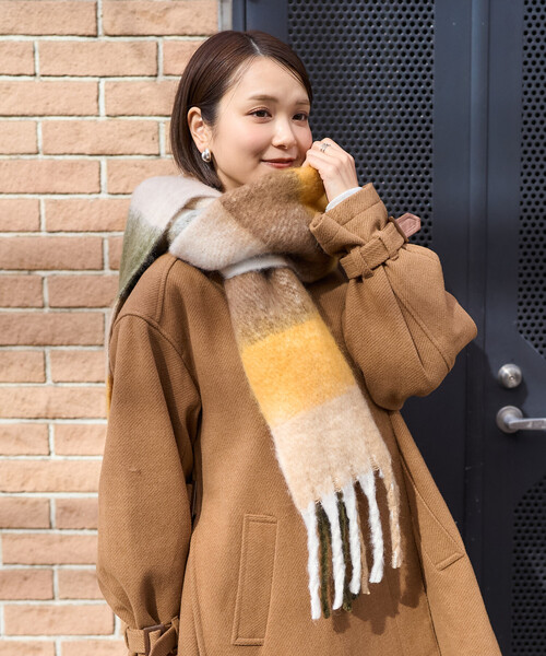 セール】ボリューム チェック フリンジマフラー（マフラー）｜FREAK'S