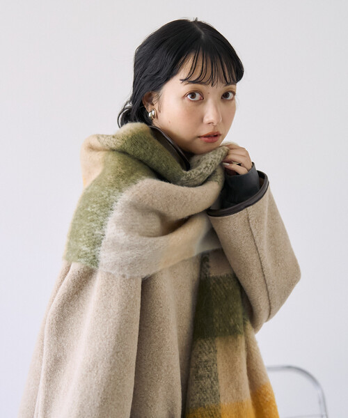 FREAK'S STORE(フリークスストア)の「ボリューム チェック フリンジマフラー(マフラー・レディース・イエロー/ラベンダー/サックスブルー・ONE SIZE)」の17枚目の写真