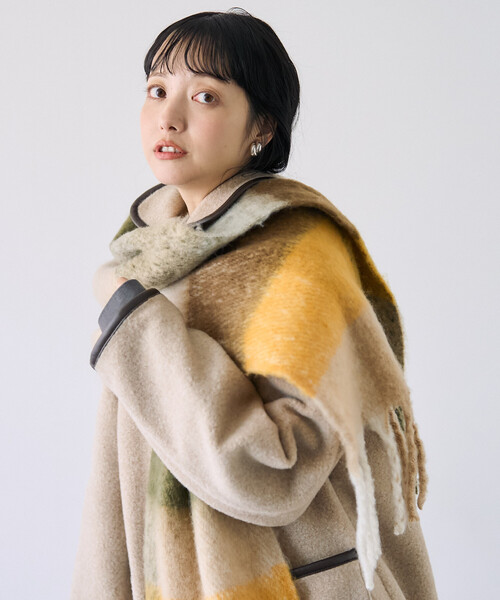 FREAK'S STORE(フリークスストア)の「ボリューム チェック フリンジマフラー(マフラー・レディース・イエロー/ラベンダー/サックスブルー・ONE SIZE)」の18枚目の写真