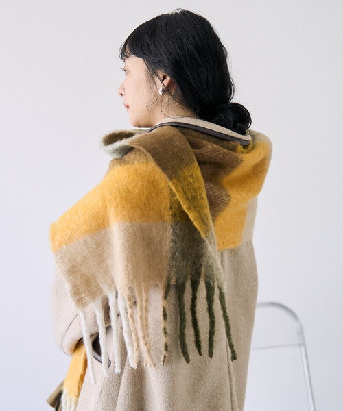 FREAK'S STORE(フリークスストア)の「ボリューム チェック フリンジマフラー(マフラー・レディース・イエロー/ラベンダー/サックスブルー・ONE SIZE)」の19枚目の写真
