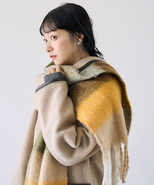 FREAK'S STORE(フリークスストア)の「ボリューム チェック フリンジマフラー(マフラー・レディース・イエロー/ラベンダー/サックスブルー・ONE SIZE)」の20枚目の写真