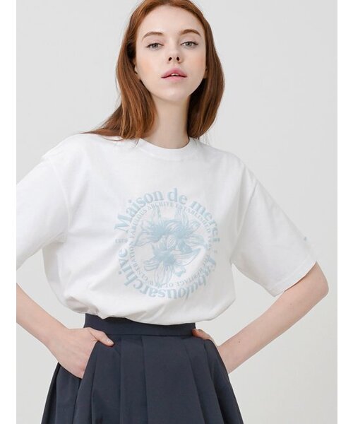 FABULOUS ARCHIVE(ファビュラスアーカイブ)の「ウィメンズルリスエンボクロップTシャツホワイトブルー(FCC2TS387W)(Tシャツ/カットソー・レディース・ホワイト・MEDIUM/SMALL)」の1枚目の写真