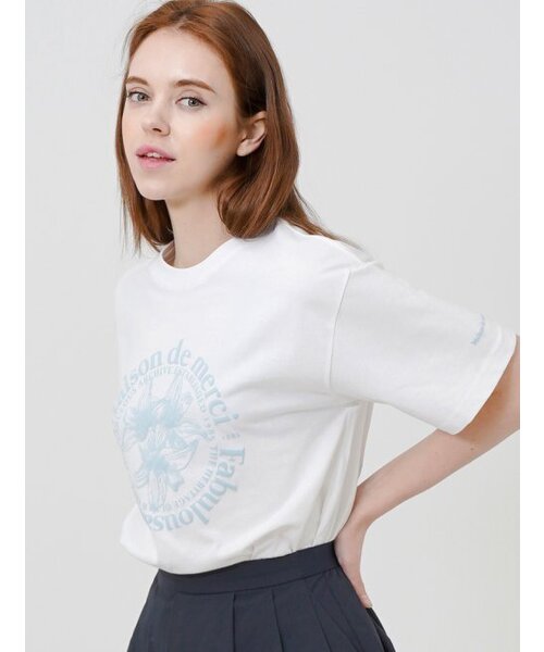 FABULOUS ARCHIVE(ファビュラスアーカイブ)の「ウィメンズルリスエンボクロップTシャツホワイトブルー(FCC2TS387W)(Tシャツ/カットソー・レディース・ホワイト・MEDIUM/SMALL)」の2枚目の写真
