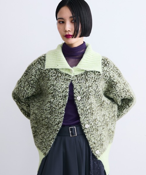 MONOe（モノエ）の「ジャガード柄ハイネックニットカーディガン（ニット/セーター・レディース・グレー/グリーン/オレンジ・FREE）」の13枚目の写真