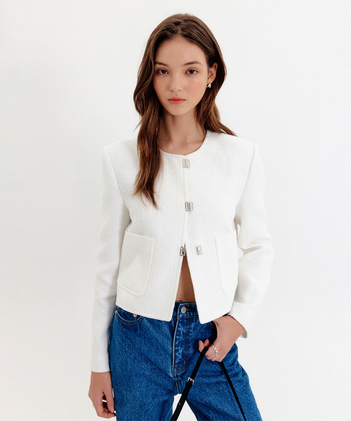 LOOKAST(ルックキャスト)の「エラツイードジャケット_アイボリー / ELLA TWEED JACKET_IVORY(その他アウター・レディース・アイボリー・SMALL/MEDIUM)」の1枚目の写真