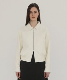 LEVAR（レバー）の「Faux Leather Crop Blouson - White（ライダースジャケット）」