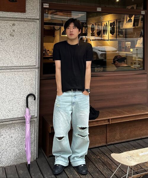 COSTUME O’CLOCK(コスチュームオクロック)の「ディストロイドワイドデニムパンツ 2 COLOR COOSPT246(デニムパンツ・メンズ・ライトブルー/ブルーグリーン・28/30/32/34/26)」の7枚目の写真