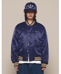 [Mmlg] CPC SATIN VARSITY JACKET (NAVY)