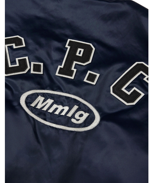 MMLG（エムエムエルジー）の「[Mmlg] CPC SATIN VARSITY JACKET (NAVY)（スタジャン・レディース・その他・X-LARGE/SMALL/MEDIUM/LARGE）」の6枚目の写真