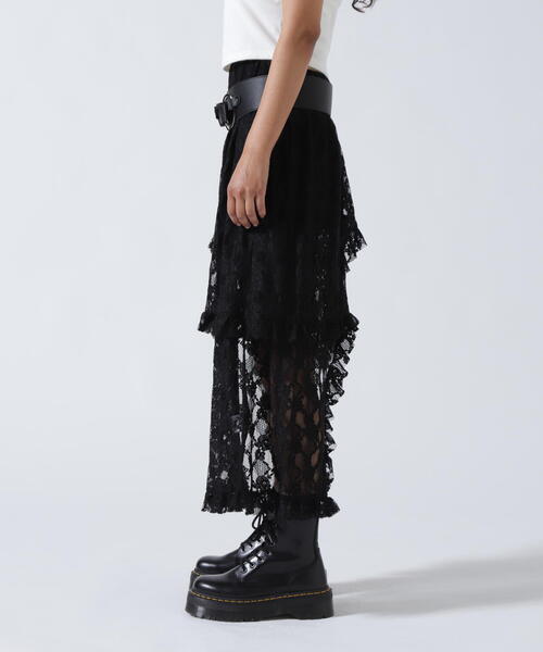ROYAL FLASH（ロイヤルフラッシュ）の「MITSUKI/ミツキ/ベルト付きレーススカート（スカート・レディース・ブラック/ホワイト・F）」の8枚目の写真