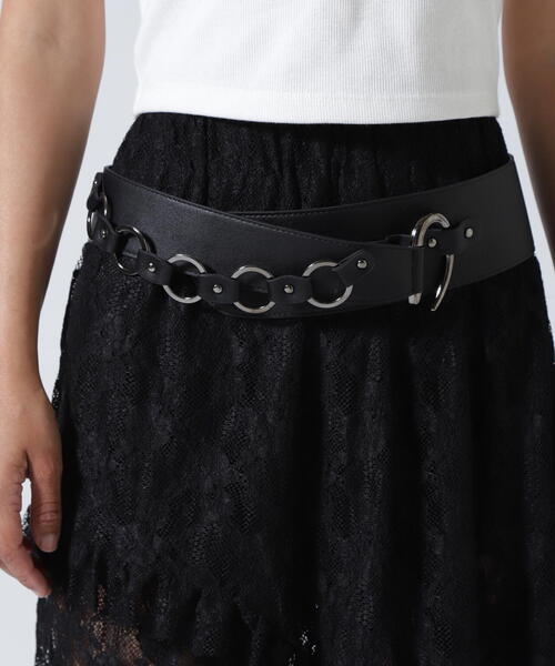 ROYAL FLASH（ロイヤルフラッシュ）の「MITSUKI/ミツキ/ベルト付きレーススカート（スカート・レディース・ブラック/ホワイト・F）」の10枚目の写真