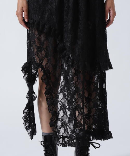 ROYAL FLASH（ロイヤルフラッシュ）の「MITSUKI/ミツキ/ベルト付きレーススカート（スカート・レディース・ブラック/ホワイト・F）」の11枚目の写真