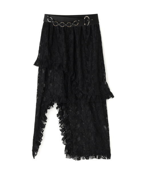 ROYAL FLASH（ロイヤルフラッシュ）の「MITSUKI/ミツキ/ベルト付きレーススカート（スカート・レディース・ブラック/ホワイト・F）」の7枚目の写真